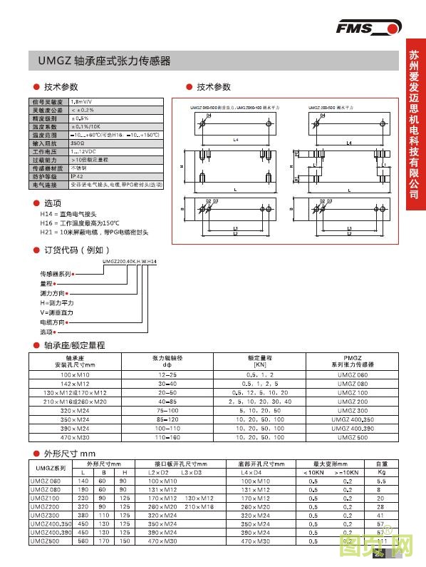 UMGZ軸承座式系列張力傳感器  說明2