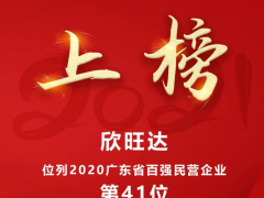 欣旺達位列2020廣東百強民營企業第41位，較2019年上升6位！