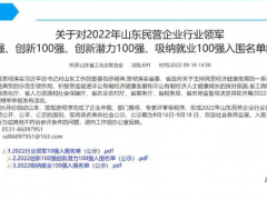 喜訊丨福瑞德測控入圍“山東民營企業創新潛力100強”名單